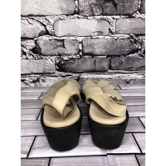 ZANTE Beige Tan Nubuck Leather Casual Wedge Strap Sandals Women Sz 39EU/8.5M US - Picture 4 of 16